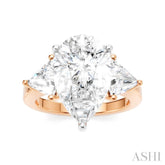 1 1/10 Ctw Pear Shape Trillion Cut & Round Cut Diamond Semi-Mount Engagement Ring in 14K Rose and White Gold